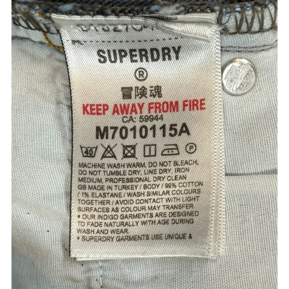 Superdry Men's Blue Straight Leg Mid-Rise Distressed Jeans Size 30 / 30